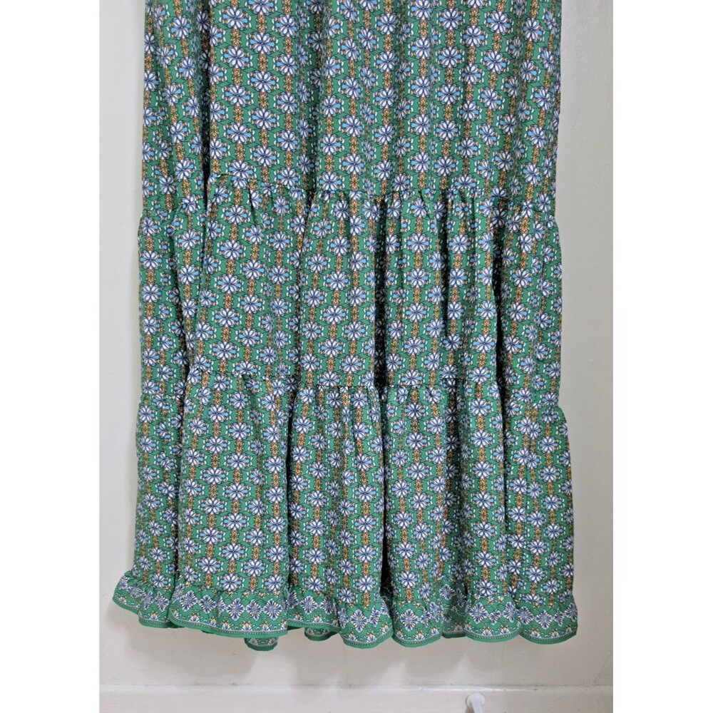 Max Studio Green Floral V-Neck Puff Short Sleeve Midi Milkmaid Boho Dress XL - Picture 7 of 16